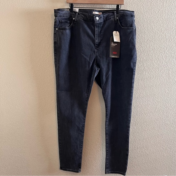 Levi’s Premium 721 High Rise Skinny Hypersoft Black Jeans Size 20W NWT - Picture 1 of 15